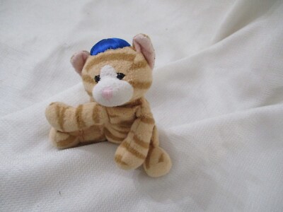 RUSS berrie plush tabbies tabby cat kitty kitten soft chamois 5'' blue hat tiger