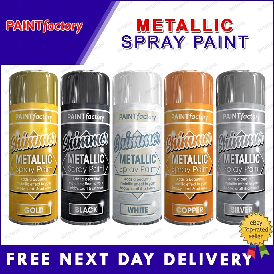 PAINT FACTORY, RAPIDE Spray Paint Aerosol Metallic Gold Silver Grey Black Wood Metal Plastic Glass -M1