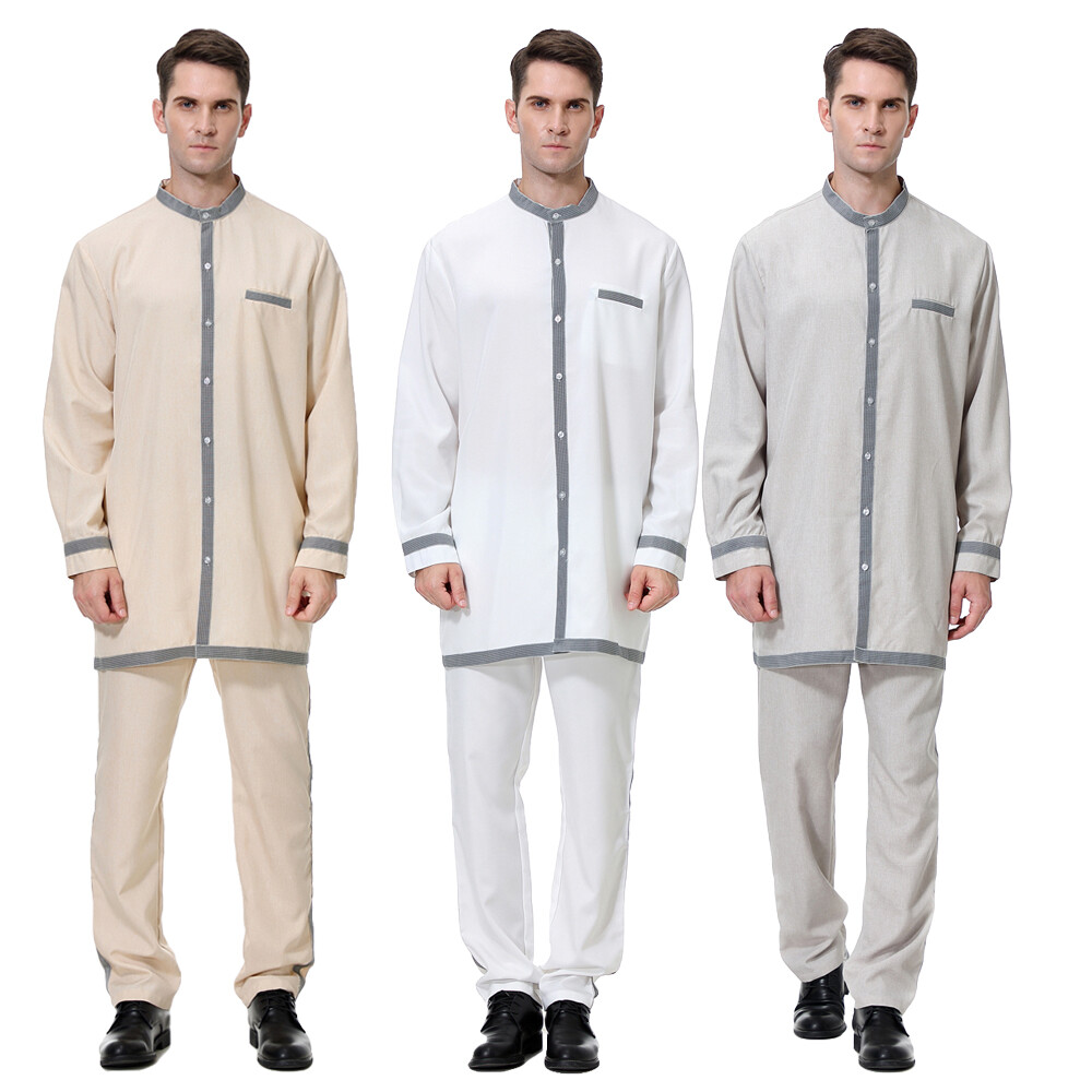 Islamic Mens Saudi Jubba Thobe Abaya Muslim Clothing Thoub Arab