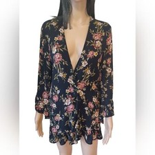 Black With Pink Flowers Open Cardigan