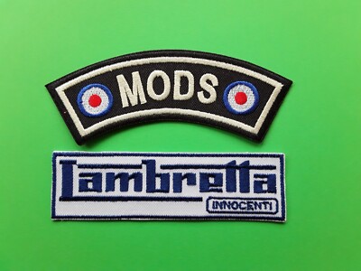 MODs LAMBRETTA INNOCENTI SCOOTER SKA REGGAE BESTICKTE PATCHES x 2 UK VERKÄUFER