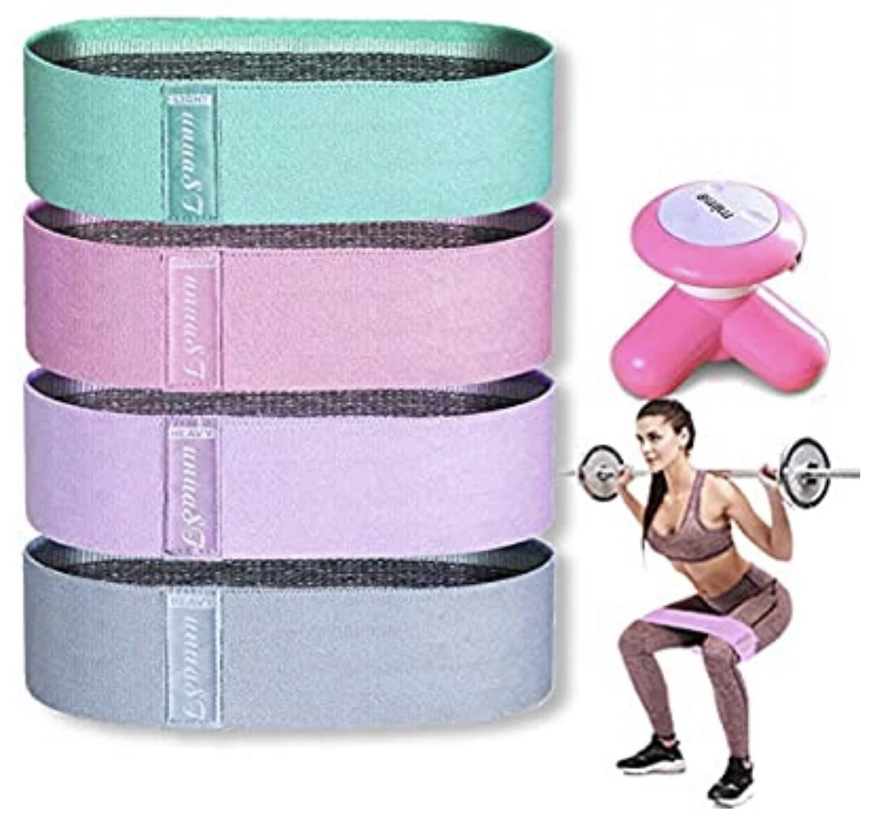 Resistance Bands for Legs and Butt,Exercise Bands Set,Workout Bands w/ Massager