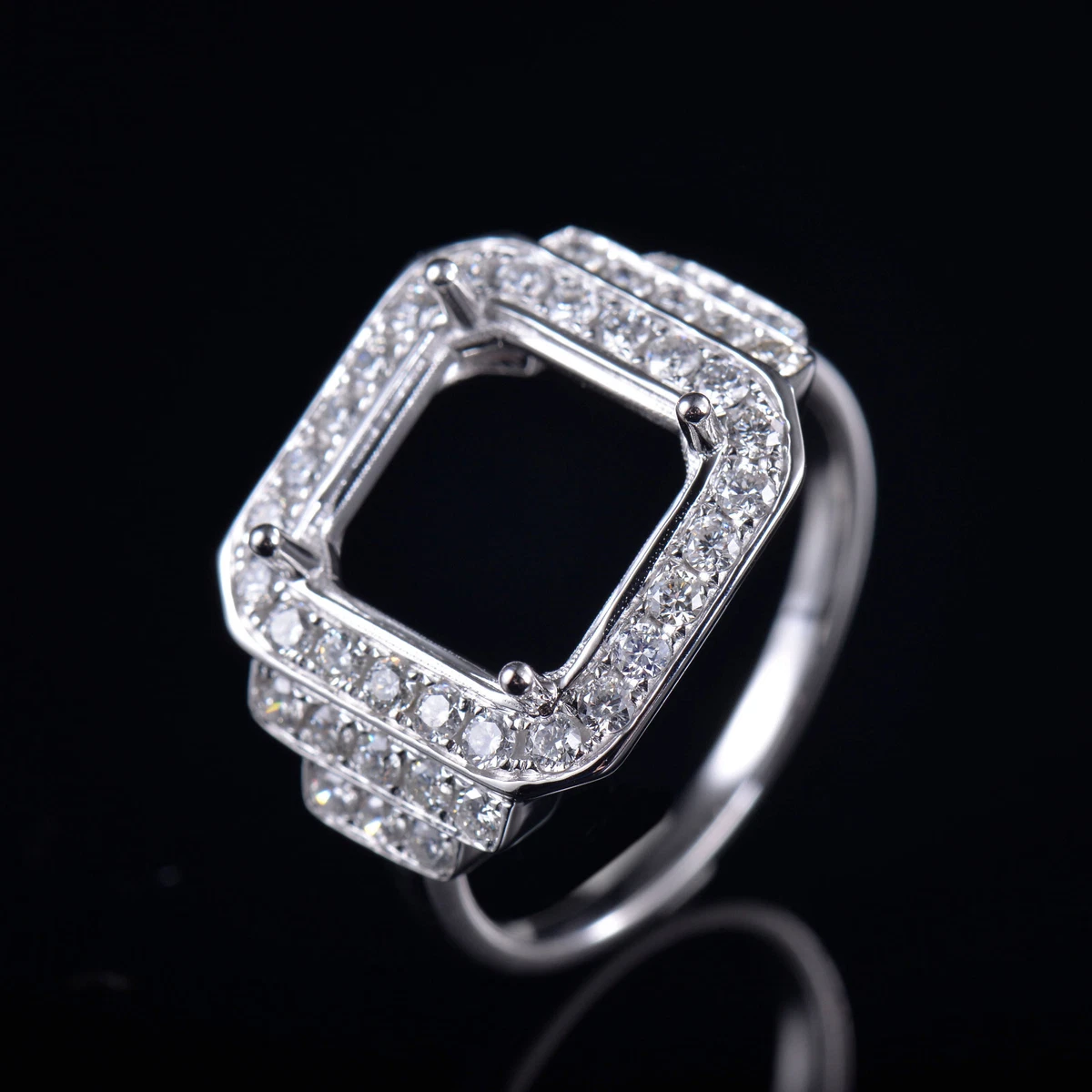 Square Cut 11 11mm Natural Diamond Semi Mount Ring Setting 14K