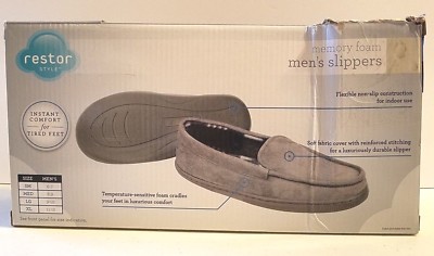 Restor Style Mens Slippers Gray Small 6-7 New