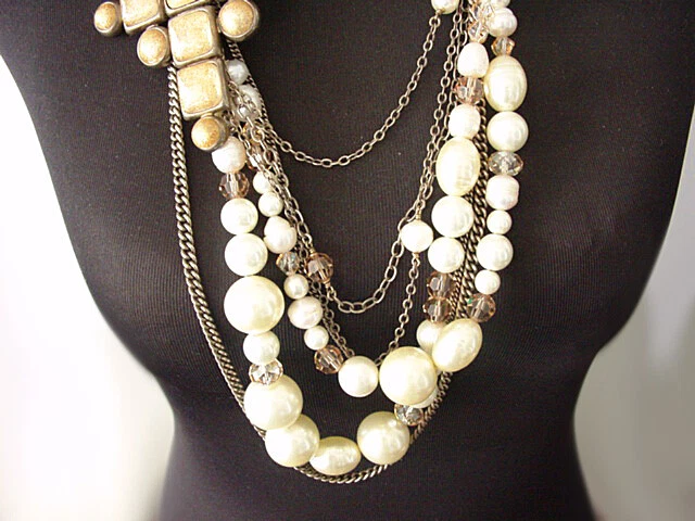 Collar Oro Perla Gripoix Cristal y Resina Raro De Colección CHANEL MULTISTRAND Foto 4 de 4