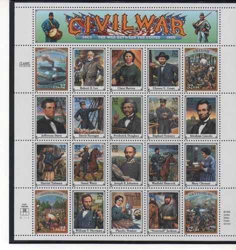 Civil War Stamp Sheet of 20 #2975