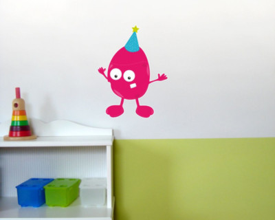 Samunshi Pinkes Geburtstagsmonster Wandtattoo Kinderzimmer bunt  4 Größen