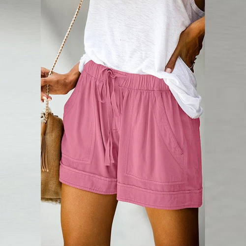 Damen Bermuda Kurze Hose Sommerhose Kordelzug Freizeithose Tasche Strandhose DE - Bild 9 von 38