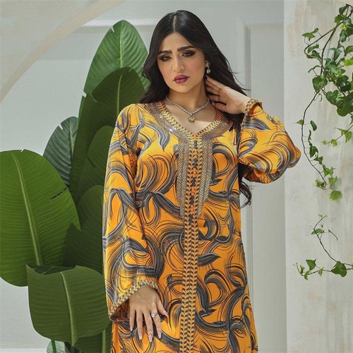 Abaya Maxi Dress Women Muslim Kaftan Islamic Jalabiya Robe Dubai Caftan Ramadan - Picture 76 of 140