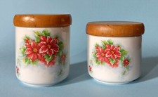 N. 2 barattoli da cucina porcellana vintage con Tappo Legno 