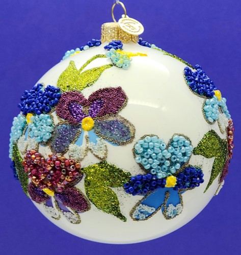 Bombkarnia Ornament 10cm NOB Pansies Beaded Embroidered Style Made In Poland - Bild 5 von 21