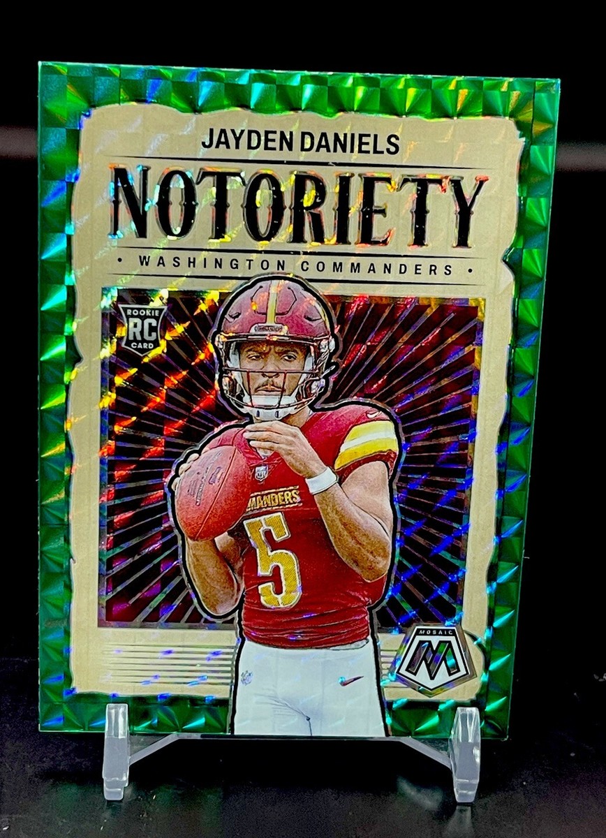 2024 Panini Mosaic Jayden Daniels RC Notoriety Green Prizm #19
