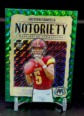 2024 Panini Mosaic Jayden Daniels RC Notoriety Green Prizm #19