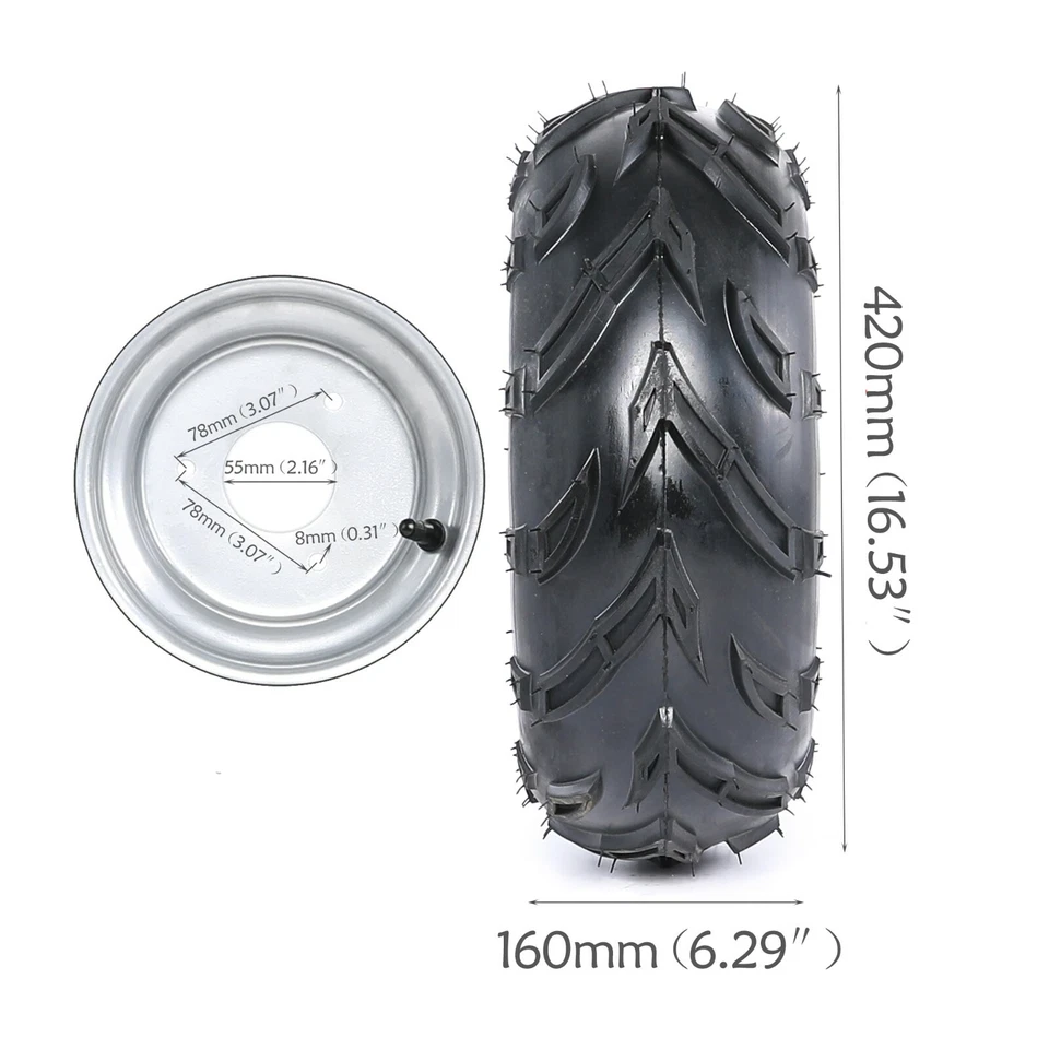 4pc 7" 16x8-7 16x8.00-7 Tire Rim Wheel 3 Lugs 16x8x7 16-8-7 for ATV Go kart Quad - Image 4 of 4