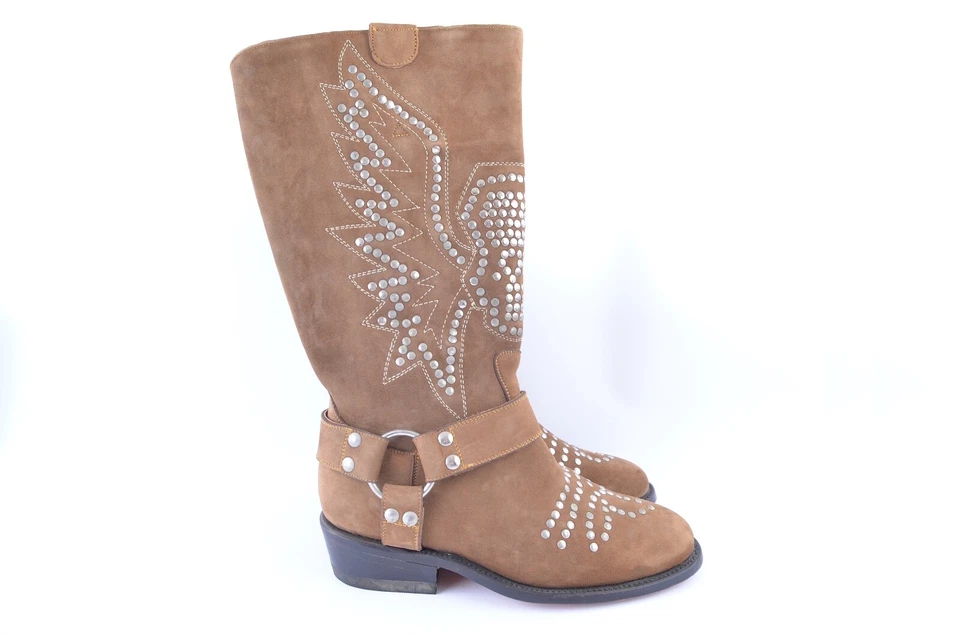 Buffalo Western ковбой коричневый кожаный ботинки женщин sz 38 EUR / США 8 - Изображение 2 из 4