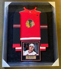 Bob Probert Signed Framed Chicago Blackhawks Youth 14/16 Adidas Jersey JSA COA