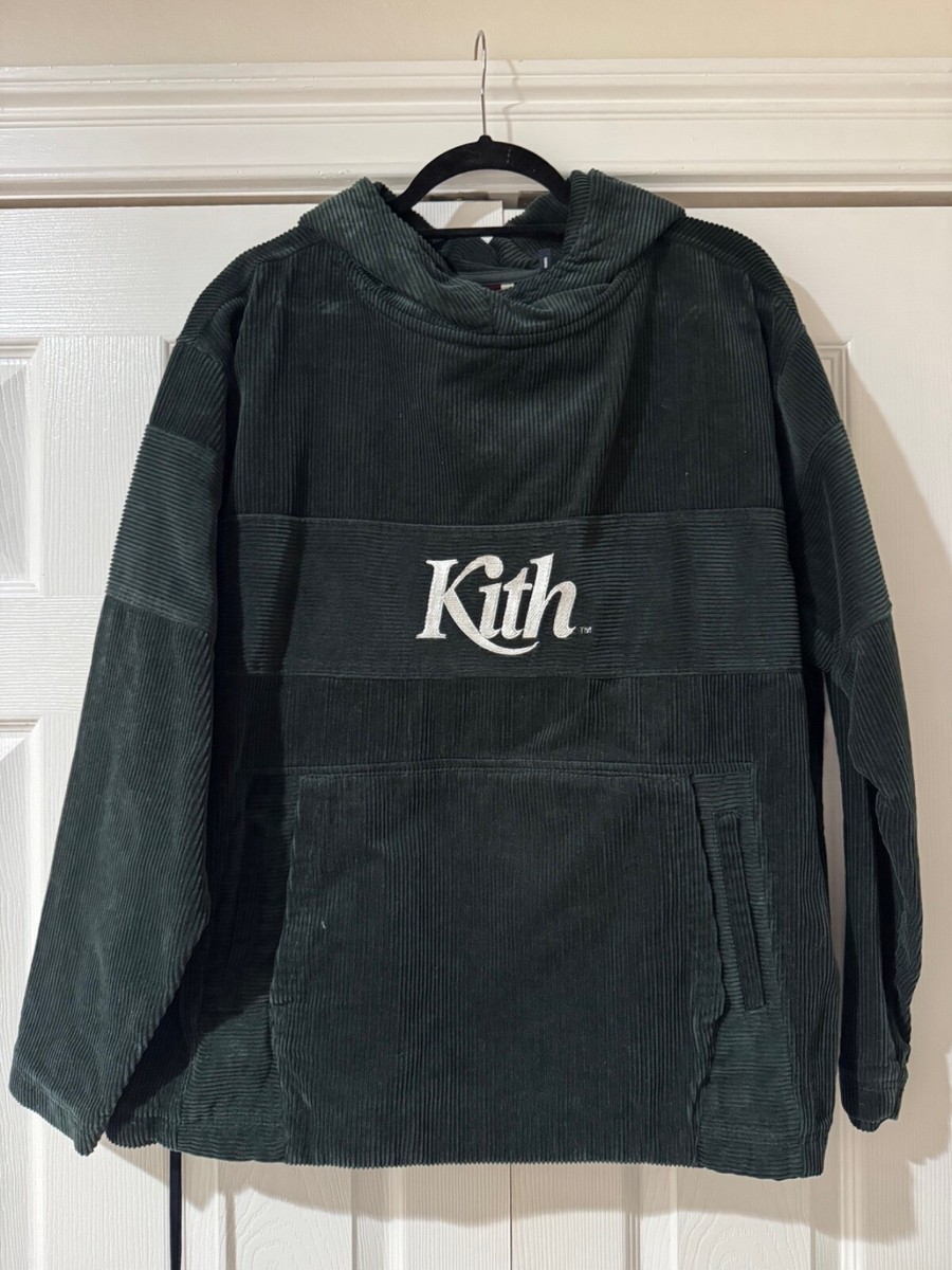 Kith Corduroy Double Pocket Hoody Forest Green White Logo Size M