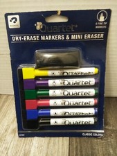 Quartet 6 Dry Erase Markers mini eraser Fine TIP MARKERS classic colors