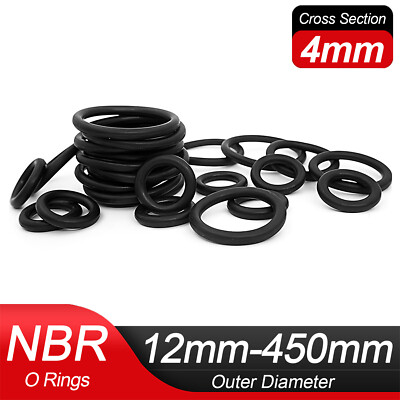 4.0mm Cross Section O-Ring Nitrile Rubber Oil Resistant Seals NBR 70 12-450mm OD