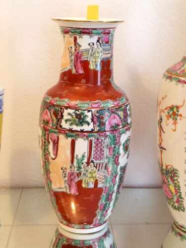 alte Vase Porzellan Alter(?) Herkunft: "Fabricado en Macau" ca H 32cm D 17/13cm - Bild 1 von 7