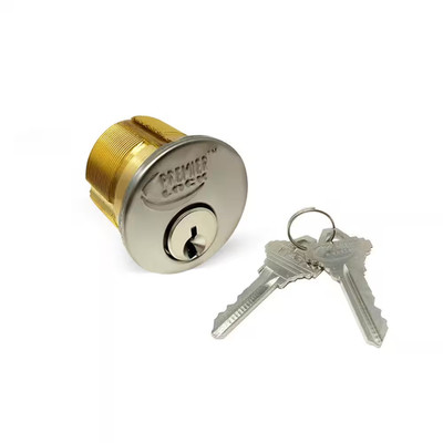 1 In. Solid Brass Mortise Cylinder with Stainless Steel Finish, SC1 (Pack of 2,