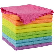 Orighty Microfiber Cleaning Cloth 10 Pack, Cleaning Rags 12x11 inch Multicolor