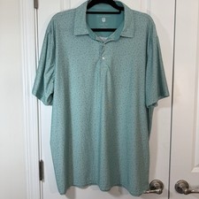 Hickey Freeman Golf Polo Shirt Adult XL White/ Green Floral All Over Print S/S