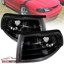 Black Corner Lights Fits 1994-1998 Ford Mustang Turn Signal Lamps Leftright