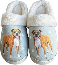 E S Pets Boxer Snugg Slippers for Pet Lovers - Fuzzy Memory Foam, S/M