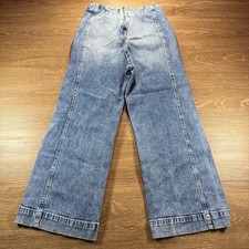 Pilcro Women  s 28 High Rise Wide Leg Jeans Blue Cuffed Seam Detail Anthropologie