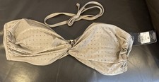 Beige Strapless Bikini Top with Gold Studs Bandeau Padded UK Size 20 M&S
