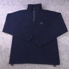 Kappa Sweater Mens XL Fleece Quarter Zip Mock Neck Pullover Logo Navy Blue