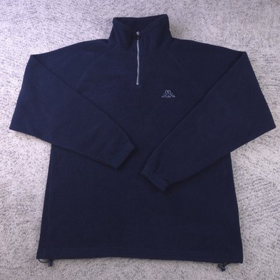 Kappa Sweater Mens XL Fleece Quarter Zip Mock Neck Pullover Logo Navy Blue