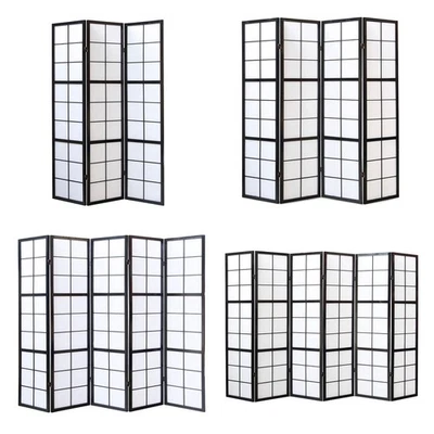 Parete divisoria divisoria paravento legno massello protezione visiva Shoji nero Homestyle4u