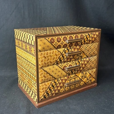 Japanese Yosegi Zaiku Wooden Box Handmade Traditional Craft /from Japan. - Image 1 of 4
