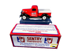 1995 Spec-Cast, 1937 SENTRY Hardware Chevy Pick-Up Truck Bank w/ Tonneau Cover