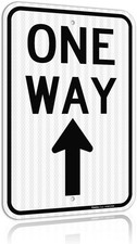One Way Sign with up Arrow, 18X12 Inches Engineer Grade Reflective Rust Free Alu