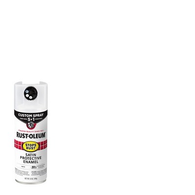 Rustoleum 376870EA Stops Rust 5-in-1 Spray Paint, Satin White, 12 Oz Aerosol Can
