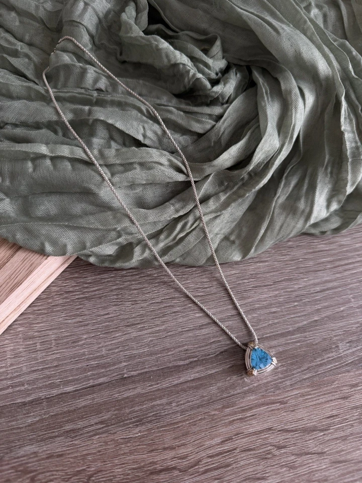 Collar Lorenzo Topacio Azul Plata de Ley Oro 18 quilates Foto 3 de 4