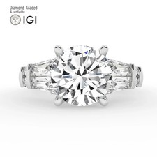 Round Diamond Engagement Ring 18k White Gold Labgrown 6.35 Ct Solitaire