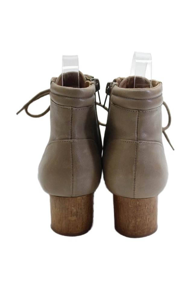 Botines Bernardo para mujer de cuero marrón con cordones y cremallera lateral de tacón bloque talla 6M Foto 3 de 4