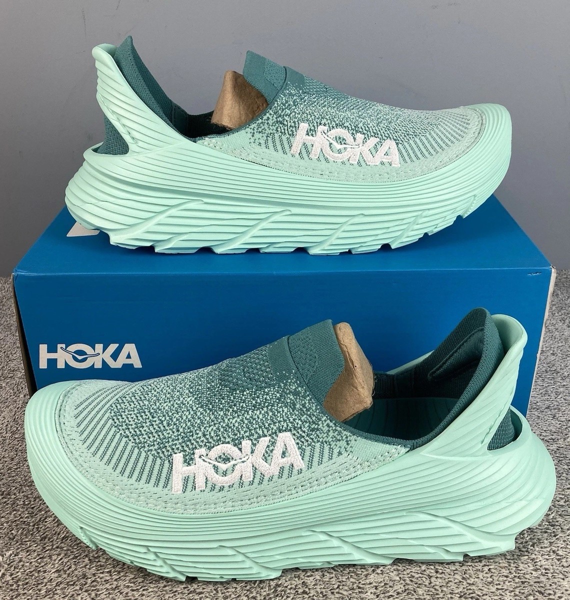 Hoka One U Restore TC Women 14 /Men 13 Running Shoes Slip On Ocean