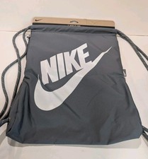 Nike Logo Drawstring Backpack Grey Gym Soccer Gray Bag DC4245 New
