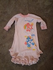 Vintage 80s Care Bear Nightgown Flannel When You Have A Dream Share It Pink 18mo
