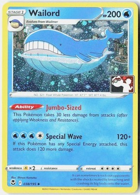 Wailord Holo Prize Pack Series Cards 038/195 NM