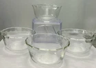 4 Corning Pyrex Clr Glass Ramekin Dessert Cups 463 175ml 3-Ring Scalloped NY USA