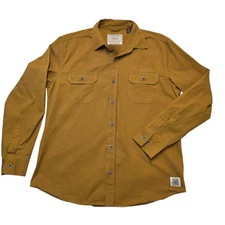 Weatherproof Vintage Workwear Shirt Mens L Brown Long Sleeve Button Up