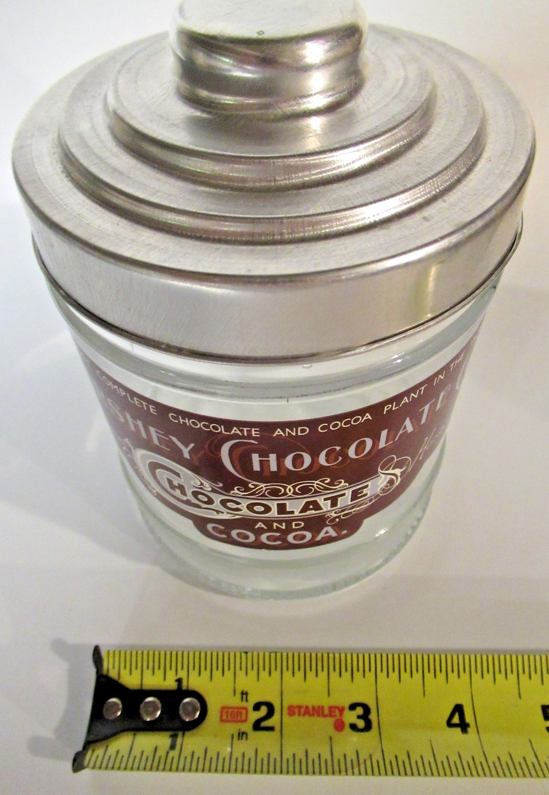 Hershey Chocolate & Cocoa Glass Jar w/ Metal Lid