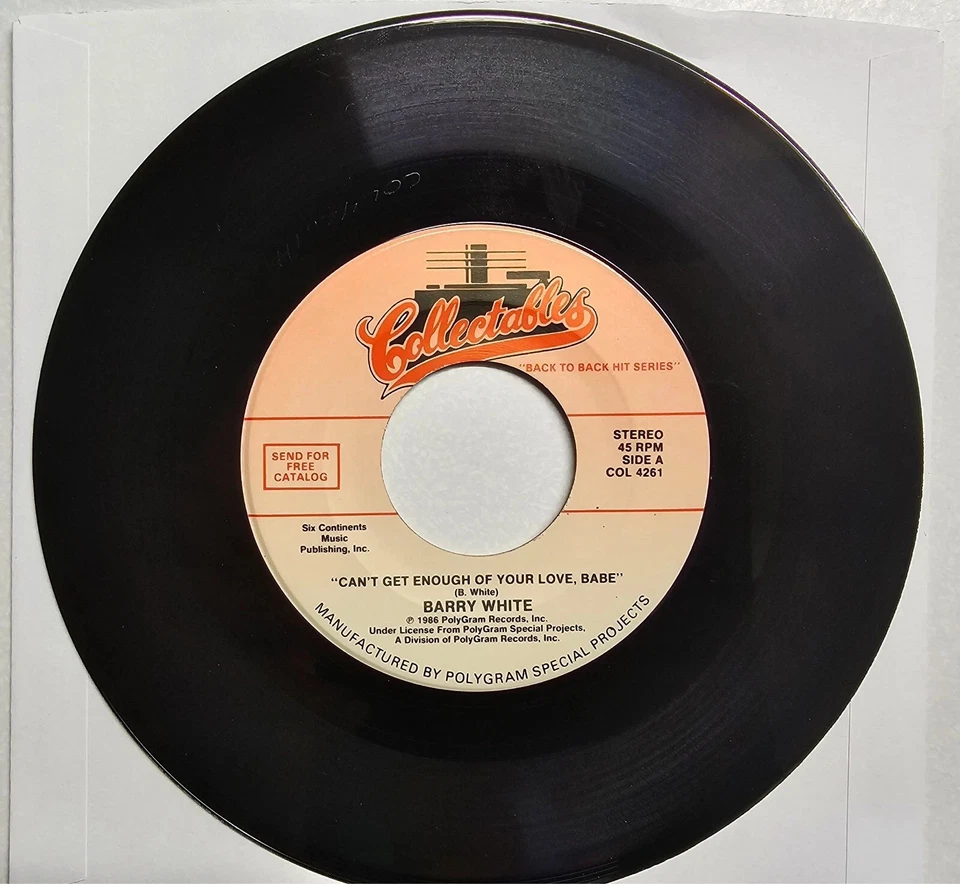 Barry White – Can't Get Enough Of Your Love, Babe 45 RPM w/ juke box strip Foto 3 de 4