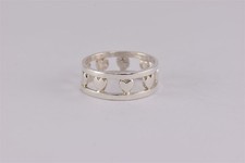 Sterling Silver 7.5mm Polished Hearts Rimmed Open Band Ring 925 Sz: 9